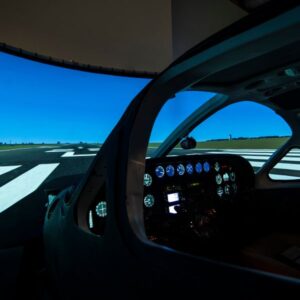 An outside view of the cockpit of a plane