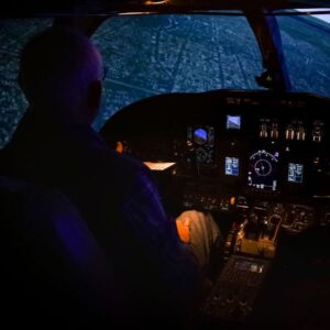 A pilot flying in the cessna citation ultra simulator